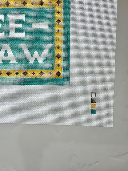 YEEHAW Turquoise Needlepoint Canvas